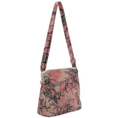 Botanic Grunge Motif Artwork Zipper Messenger Bag by dflcprintsclothing