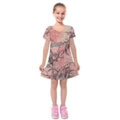 Botanic Grunge Motif Artwork Kids  Short Sleeve Velvet Dress