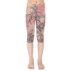 Botanic Grunge Motif Artwork Kids  Capri Leggings 