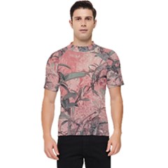 Botanic Grunge Motif Artwork Men s Short Sleeve Rash Guard