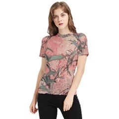 Botanic Grunge Motif Artwork Women s Short Sleeve Rash Guard by dflcprintsclothing