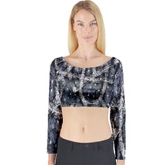 Glithc Grunge Abstract Print Long Sleeve Crop Top by dflcprintsclothing