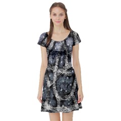 Glithc Grunge Abstract Print Short Sleeve Skater Dress by dflcprintsclothing