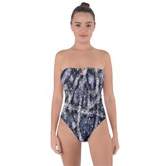 Glithc Grunge Abstract Print Tie Back One Piece Swimsuit