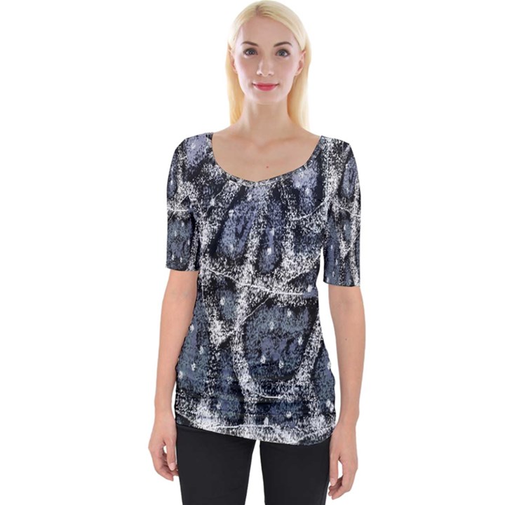 Glithc Grunge Abstract Print Wide Neckline Tee