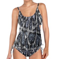 Glithc Grunge Abstract Print Tankini Set