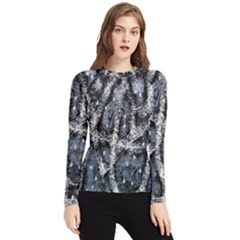 Glithc Grunge Abstract Print Women s Long Sleeve Rash Guard