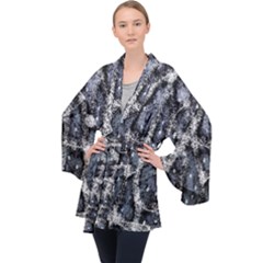 Glithc Grunge Abstract Print Long Sleeve Velvet Kimono  by dflcprintsclothing