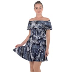 Glithc Grunge Abstract Print Off Shoulder Velour Dress by dflcprintsclothing