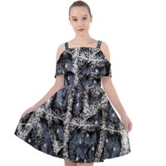 Glithc Grunge Abstract Print Cut Out Shoulders Chiffon Dress by dflcprintsclothing