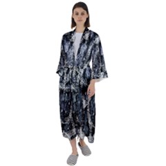 Glithc Grunge Abstract Print Maxi Satin Kimono by dflcprintsclothing