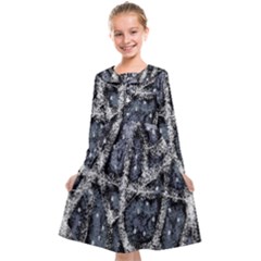 Glithc Grunge Abstract Print Kids  Midi Sailor Dress by dflcprintsclothing