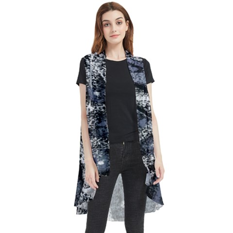 Glithc Grunge Abstract Print Sleeveless Chiffon Waistcoat Shirt by dflcprintsclothing