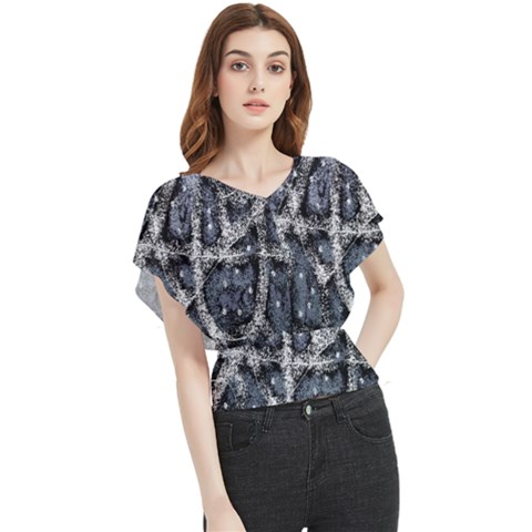 Glithc Grunge Abstract Print Butterfly Chiffon Blouse by dflcprintsclothing