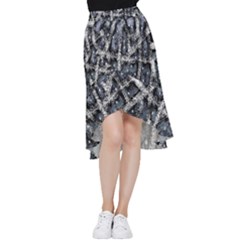 Glithc Grunge Abstract Print Frill Hi Low Chiffon Skirt