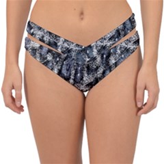 Glithc Grunge Abstract Print Double Strap Halter Bikini Bottom