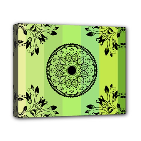 Green Grid Cute Flower Mandala Canvas 10  x 8  (Stretched)