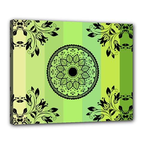 Green Grid Cute Flower Mandala Canvas 20  x 16  (Stretched)