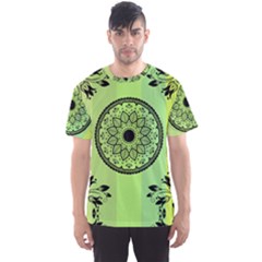 Green Grid Cute Flower Mandala Men s Sport Mesh Tee