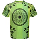 Green Grid Cute Flower Mandala Men s Cotton Tee View1