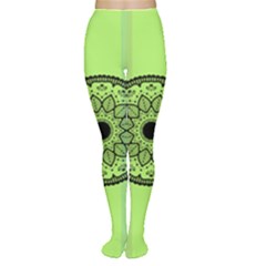 Green Grid Cute Flower Mandala Tights