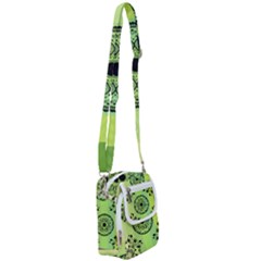 Green Grid Cute Flower Mandala Shoulder Strap Belt Bag by Magicworlddreamarts1