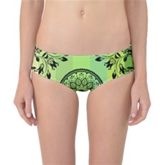 Green Grid Cute Flower Mandala Classic Bikini Bottoms