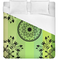 Green Grid Cute Flower Mandala Duvet Cover (king Size) by Magicworlddreamarts1