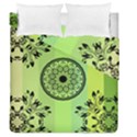 Green Grid Cute Flower Mandala Duvet Cover Double Side (Queen Size) View1