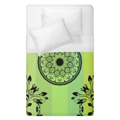 Green Grid Cute Flower Mandala Duvet Cover (single Size) by Magicworlddreamarts1