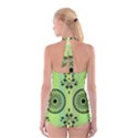 Green Grid Cute Flower Mandala Boyleg Halter Swimsuit  View2