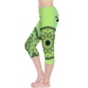 Green Grid Cute Flower Mandala Capri Leggings  View3