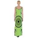 Green Grid Cute Flower Mandala Thigh Split Maxi Dress View2