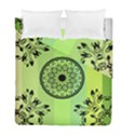 Green Grid Cute Flower Mandala Duvet Cover Double Side (Full/ Double Size) View1