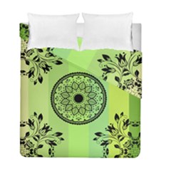 Green Grid Cute Flower Mandala Duvet Cover Double Side (full/ Double Size) by Magicworlddreamarts1