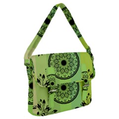 Green Grid Cute Flower Mandala Buckle Messenger Bag