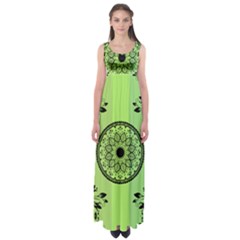 Green Grid Cute Flower Mandala Empire Waist Maxi Dress