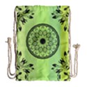 Green Grid Cute Flower Mandala Drawstring Bag (Large) View1