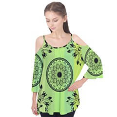 Green Grid Cute Flower Mandala Flutter Tees