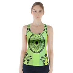 Green Grid Cute Flower Mandala Racer Back Sports Top