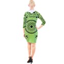 Green Grid Cute Flower Mandala Quarter Sleeve Hood Bodycon Dress View2