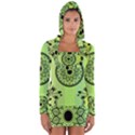 Green Grid Cute Flower Mandala Long Sleeve Hooded T-shirt View1