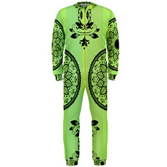 Green Grid Cute Flower Mandala Onepiece Jumpsuit (men)  by Magicworlddreamarts1