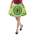 Green Grid Cute Flower Mandala A-Line Pocket Skirt View1