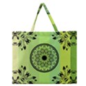 Green Grid Cute Flower Mandala Zipper Large Tote Bag View1