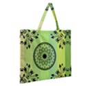 Green Grid Cute Flower Mandala Zipper Large Tote Bag View2