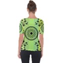 Green Grid Cute Flower Mandala Shoulder Cut Out Short Sleeve Top View2