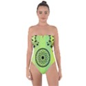 Green Grid Cute Flower Mandala Tie Back One Piece Swimsuit View1