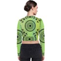 Green Grid Cute Flower Mandala Long Sleeve Zip Up Bomber Jacket View2