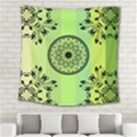 Green Grid Cute Flower Mandala Square Tapestry (Large) View2